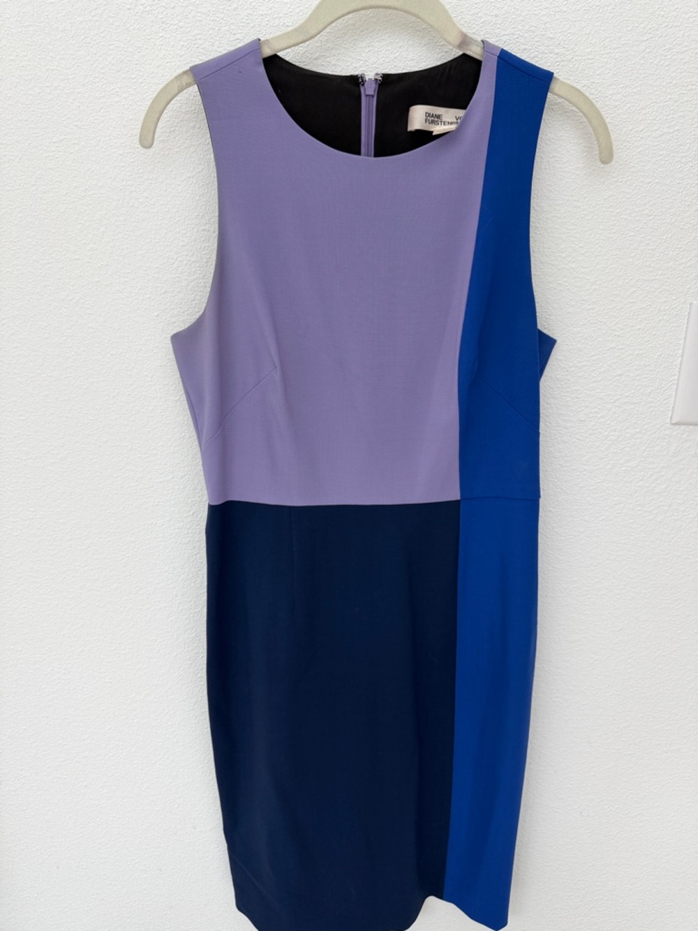 Diane Von Furstenberg Lavender, Cobalt & Navy Colorblock Sheath Dress